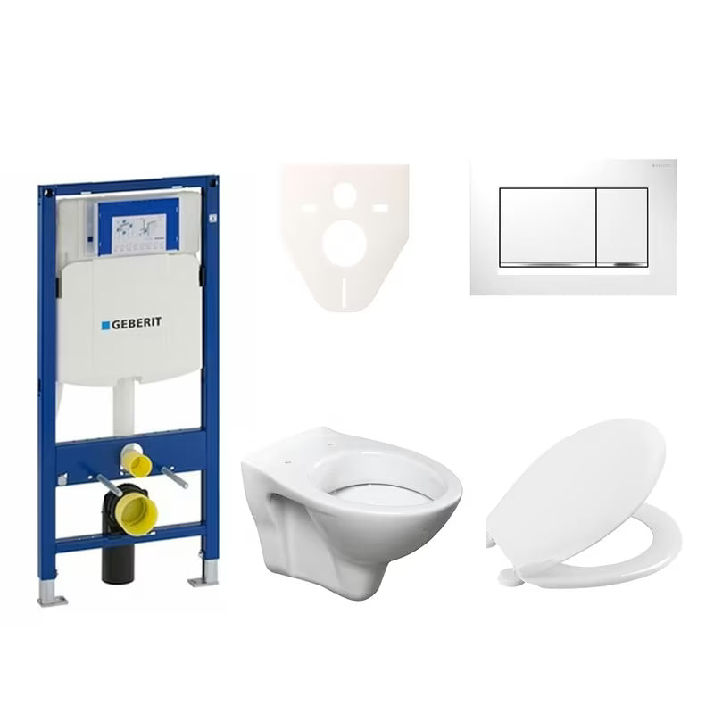 Závěsný WC set S-Line Pro s modulem Geberit Duofix, tlačítkem Sigma 30 a sedátkem URBAN.