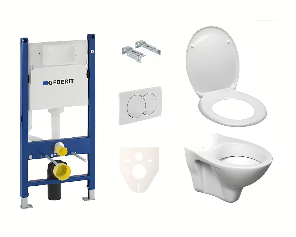 Závěsný WC set S-line Pro s modulem Geberit Duofix, tlačítkem Delta 20 a sedátkem