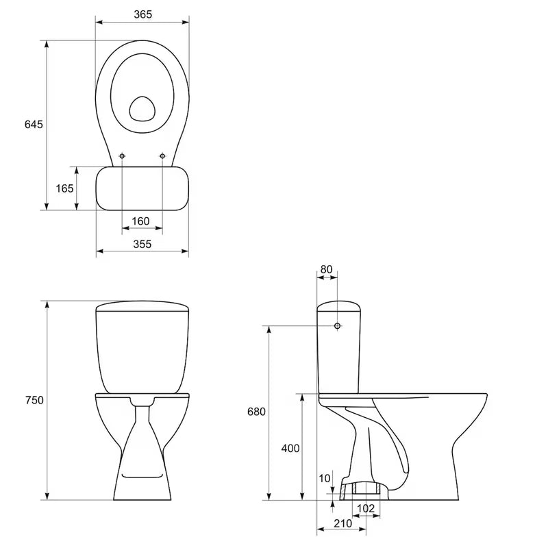 Stojící WC kombi S-Line Pro v bílé barvě s hlubokým splachováním a duálním splachováním 3/6 l