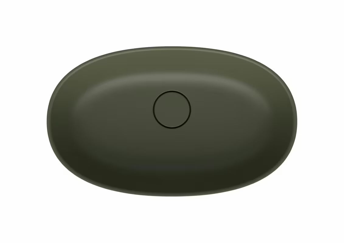 Zelené umyvadlo na desku SAT Aula 60x36 cm z litého mramoru bez přepadu