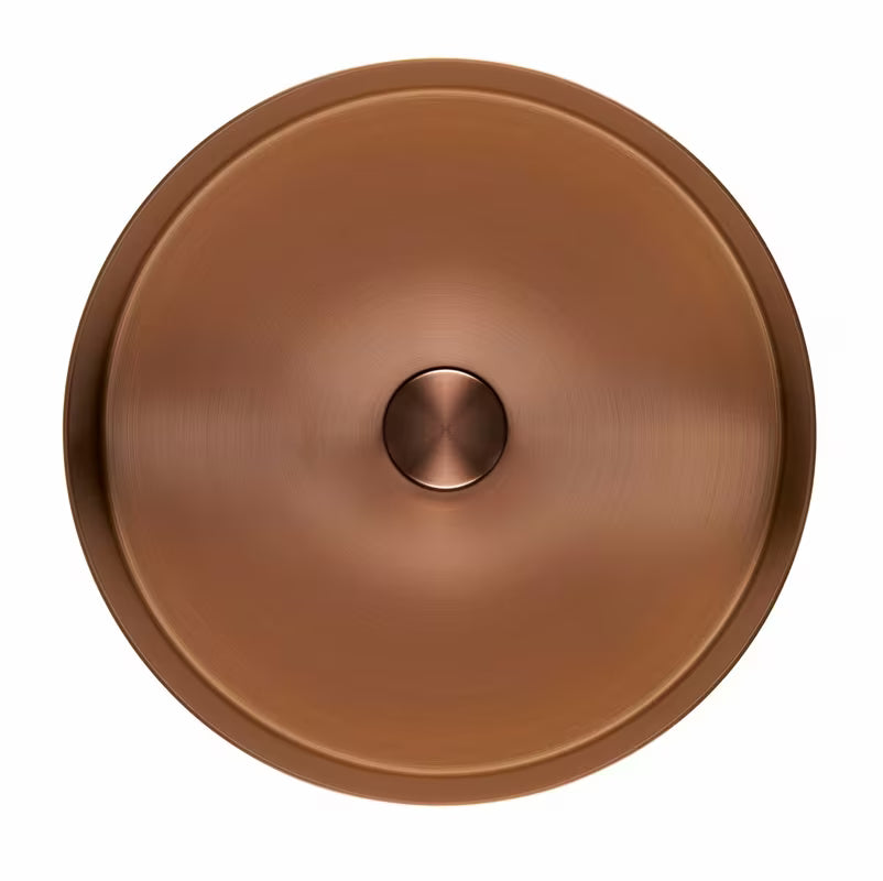 Kulaté umyvadlo na desku SAT Aurum 38 cm v broušené rose gold barvě s tenkými stěnami