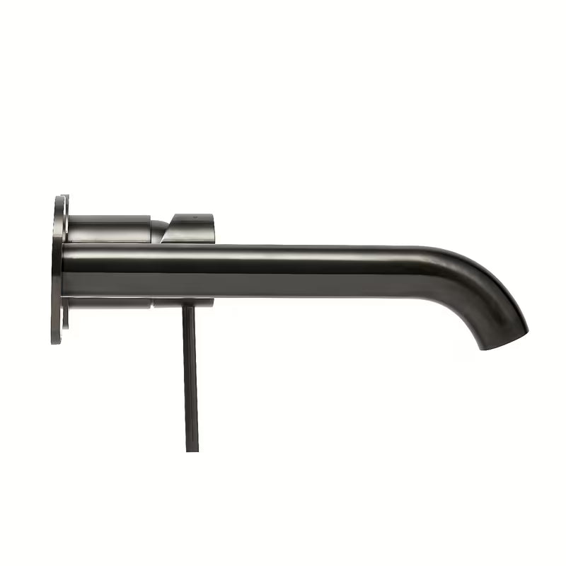 Podomítková páková umyvadlová baterie SAT Aurum v provedení broušený gun metal s kulatým designem.