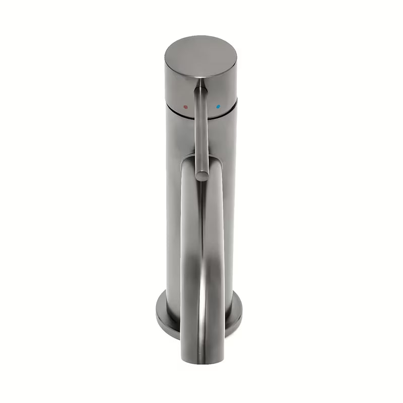 Jednoručna Baterija stojeća miješalica za umivaonik SAT Aurum u izvedbi brušeni gun metal bez odvoda.