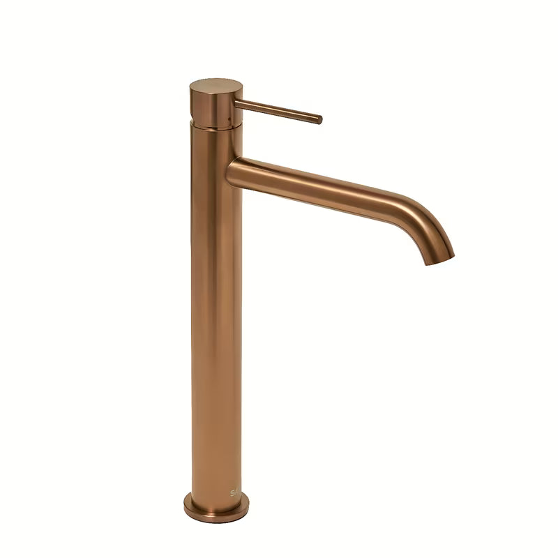 Vysoká páková umyvadlová baterie SAT Aurum v povrchu rose gold brushed s kulatým designem
