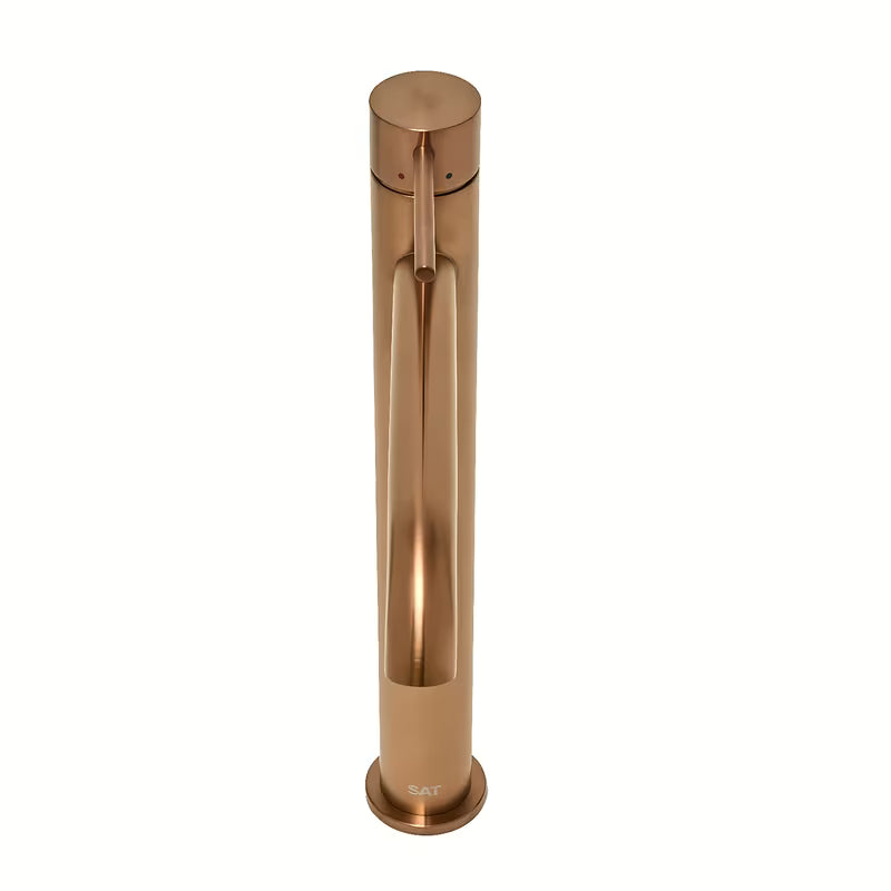 Vysoká páková umyvadlová baterie SAT Aurum v povrchu rose gold brushed s kulatým designem