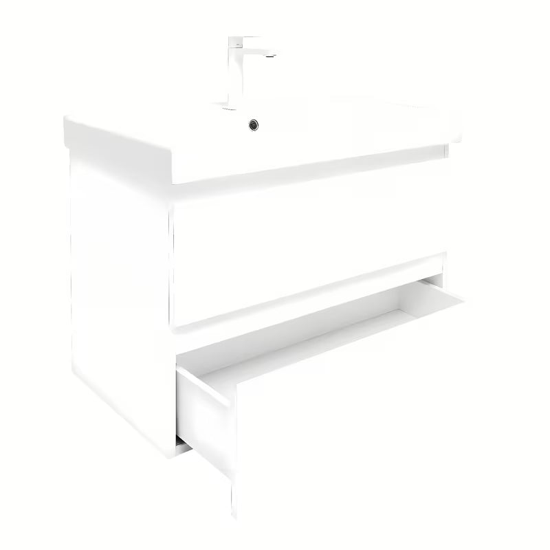 Viseča kopalniška omarica s keramičnim umivalnikom SAT B-Way 1 v beli barvi, 79x50x45 cm.
