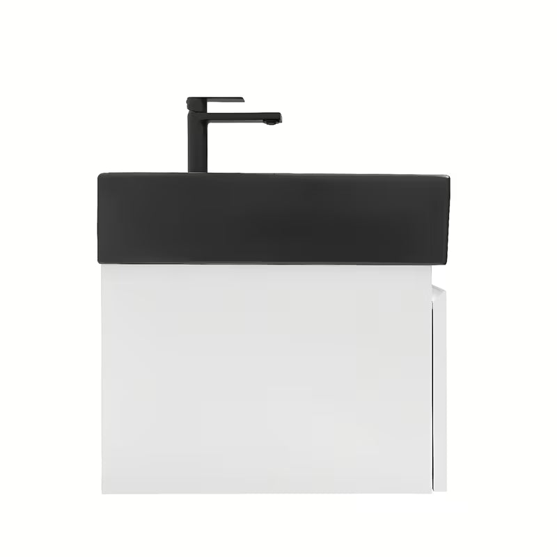 Viseča kopalniška omarica s keramičnim umivalnikom SAT B-Way v beli sijajni izvedbi 59x45x30 cm