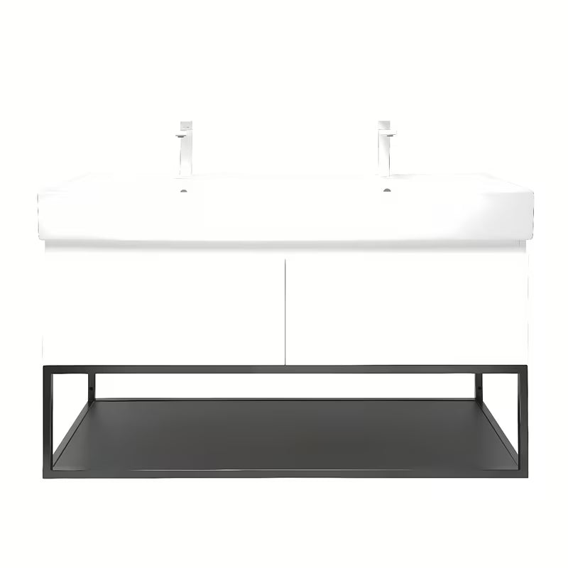 Závěsná skříňka SAT B-Way s dvojumyvadlem v bílém lesku 119x45x30 cm