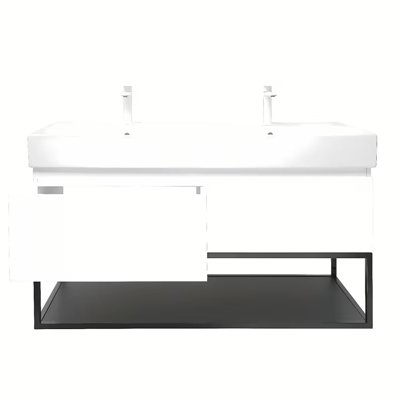 Závěsná skříňka SAT B-Way s dvojumyvadlem v bílém lesku 119x45x30 cm