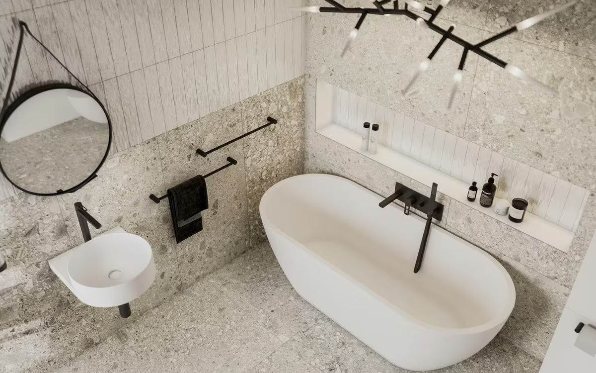 Nástěnný držák ručníků SAT B-Way R v černém provedení s jednoduchým elegantním designem.