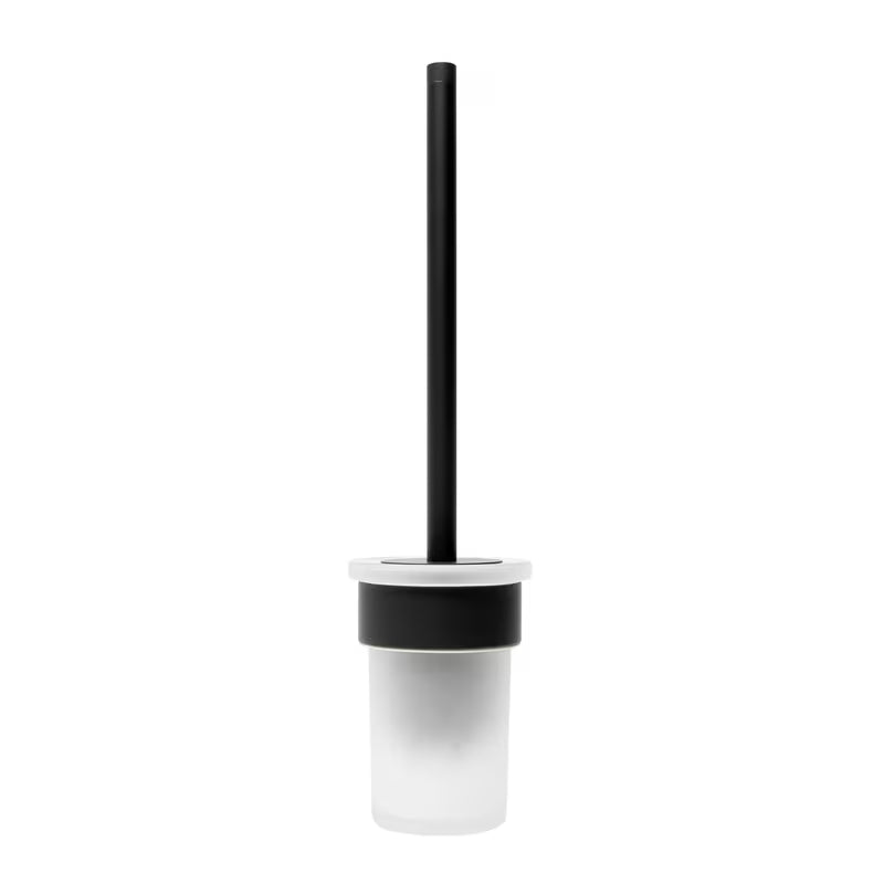 Nástěnná WC štětka SAT B-Way R v matné černé barvě s oblým minimalistickým designem.