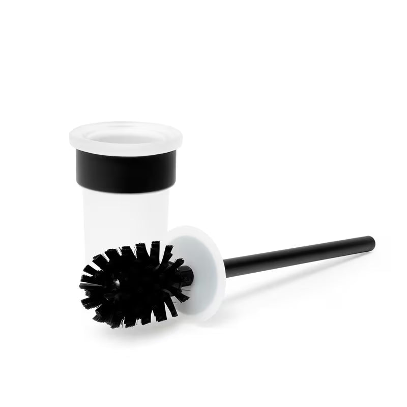 Nástěnná WC štětka SAT B-Way R v matné černé barvě s oblým minimalistickým designem.