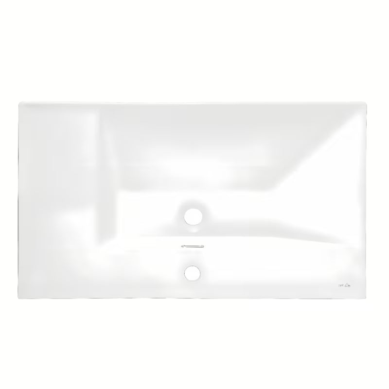 Bílé keramické nábytkové umyvadlo SAT B-Way 81x46 cm s odkládací plochou vpravo a otvorem pro baterii uprostřed.