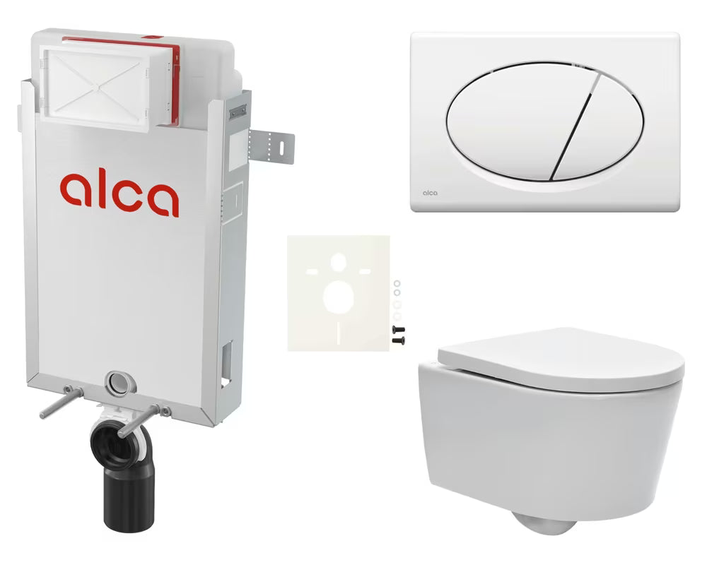 Závěsný WC set SAT Brevis s podomítkovou nádržkou, ovládacím tlačítkem a sedátkem SoftClose