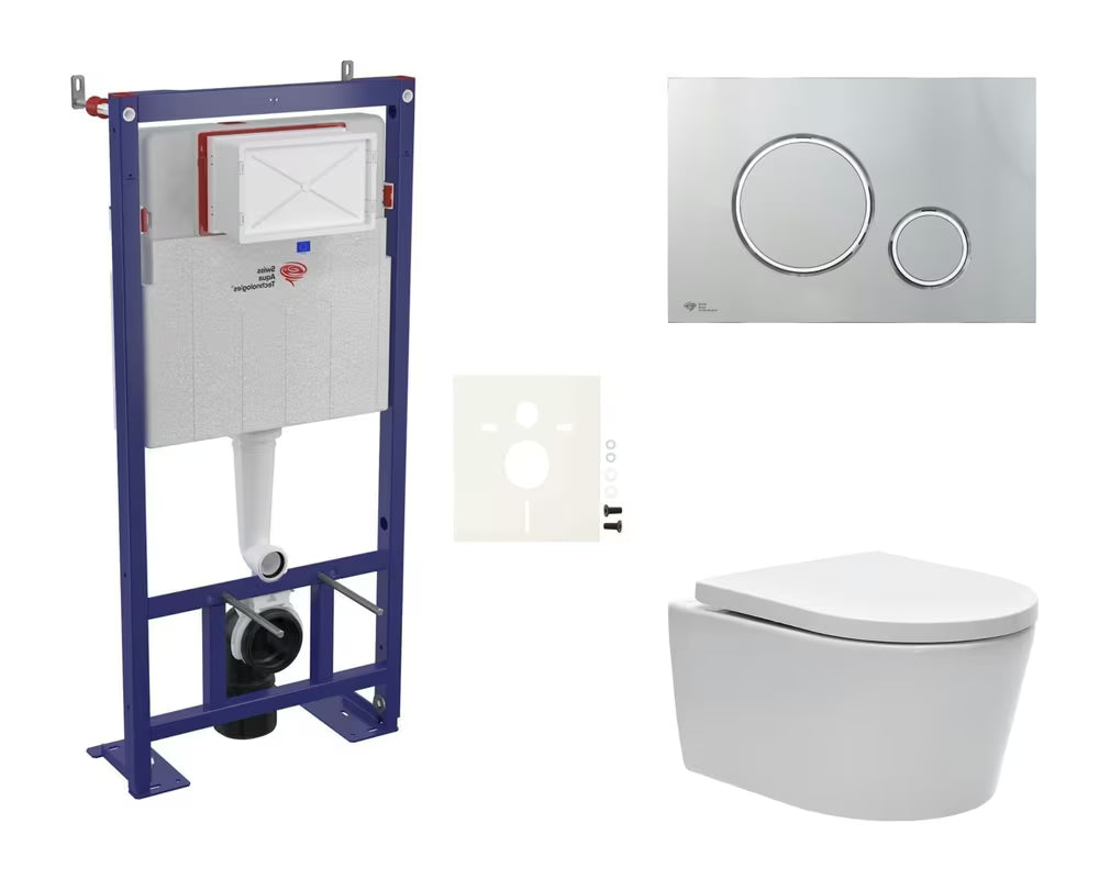 Závěsný WC set SAT Brevis s předstěnovým modulem, tichou nádržkou a sedátkem se SoftClose a EasyLock.