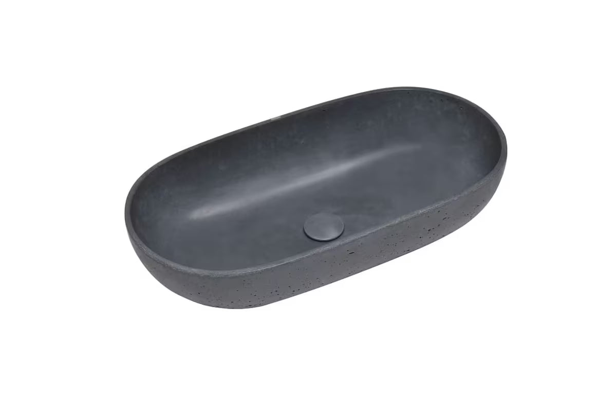 Antracitové betonové umyvadlo na desku SAT Cemento 65x35 cm s tenkými stěnami