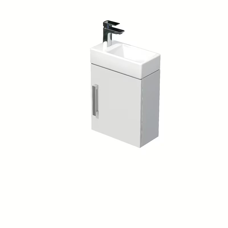 Wisząca szafka łazienkowa SAT Cube Way 1 z ceramiczną umywalką w białym połysku