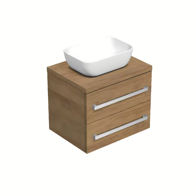 Závěsná koupelnová skříňka SAT Cube Way s krycí deskou v dekoru dub hickory