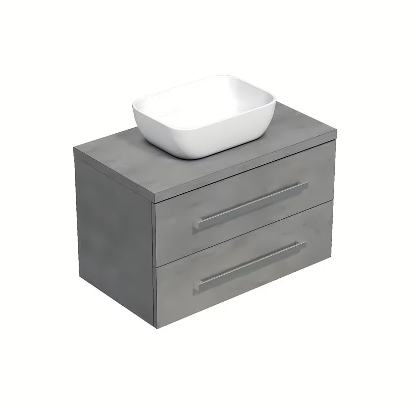 Závěsná koupelnová skříňka SAT Cube Way 80x46x53 cm v imitaci betonu s krycí deskou