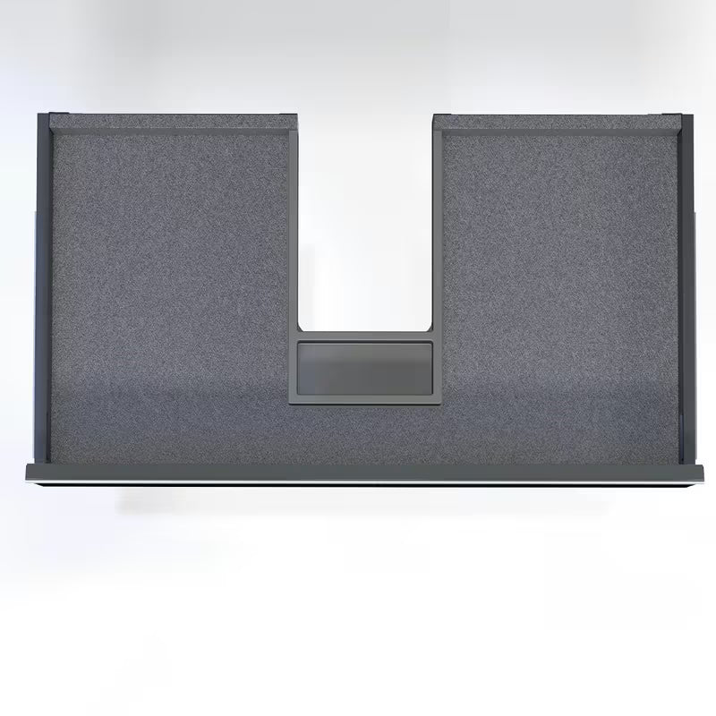 Závěsná koupelnová skříňka SAT Cube Way s keramickým umyvadlem v dekoru imitace betonu a černými úchytkami.