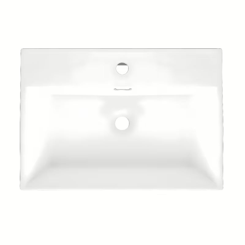 Bílé keramické závěsné umyvadlo SAT Cube Way 60x42 cm s otvorem pro baterii uprostřed