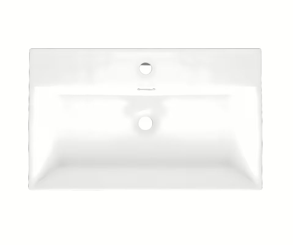 Bílé keramické závěsné umyvadlo SAT Cube Way 75x42 cm s přepadem a otvorem pro baterii