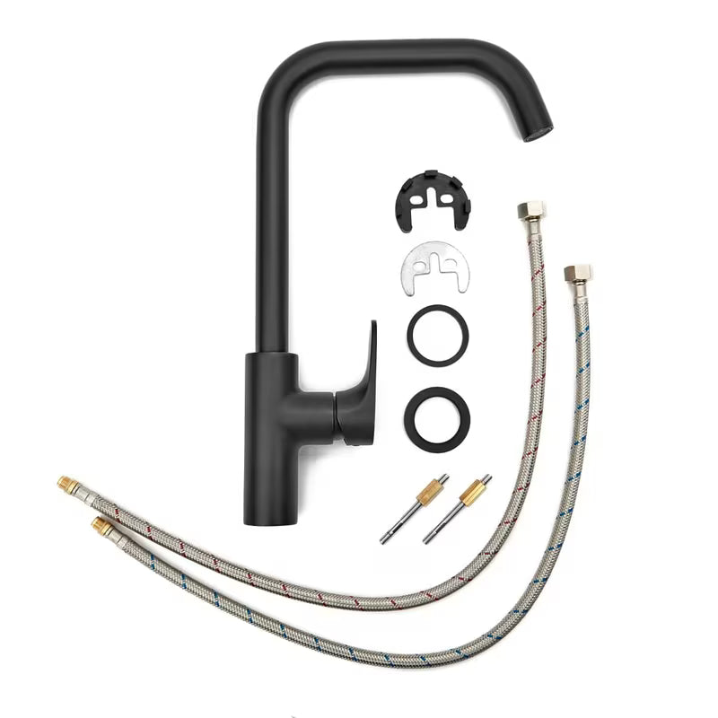 Matně černá dřezová baterie SAT Dark s otočným ramínkem pro pohodlné používání u dřezu.