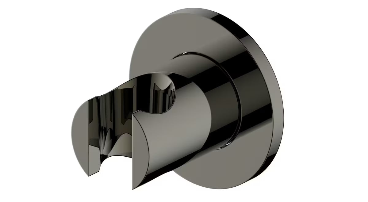 Mosazný držák sprchy SAT Dark s povrchovou úpravou PVD Gun Metal pro montáž vrtáním.