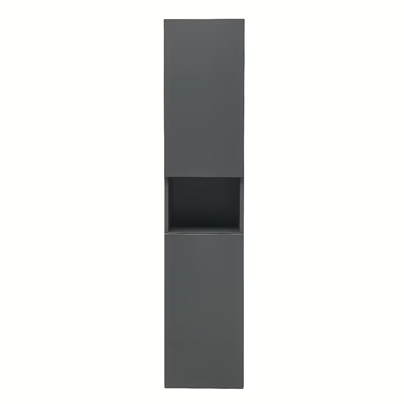 Vysoká závěsná koupelnová skříňka SAT Feel 36x165x32 cm v antracitové matné barvě s košem na prádlo