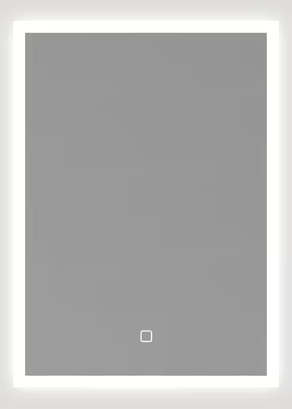 Bílé obdélníkové zrcadlo SAT Feel 50x70 cm s LED osvětlením a senzorovým ovládáním