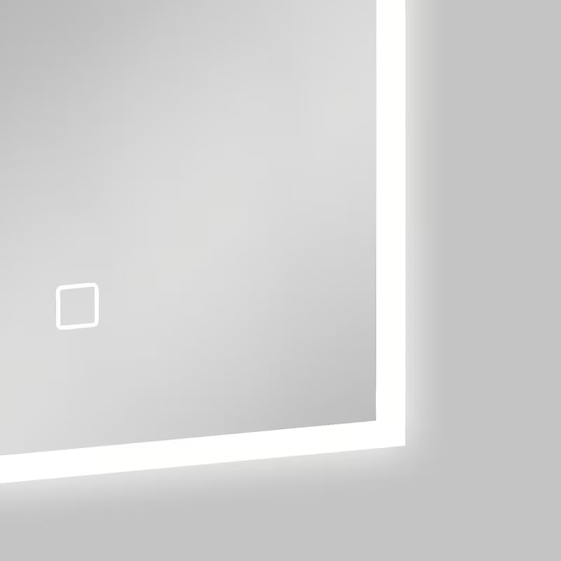 Bílé obdélníkové zrcadlo SAT Feel 60x80 cm s LED osvětlením a senzorovým ovládáním