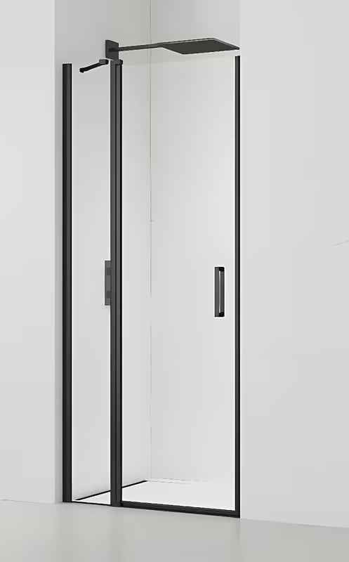 Sprchové dveře do niky SAT Fusion 100 cm v černé matné s čirým sklem a povrchem Easyclean.