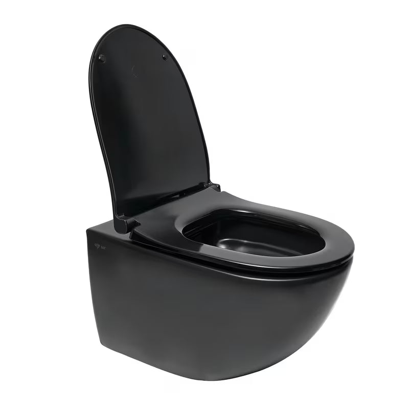 Závěsné WC SAT Infinitio v černém matu s bezokrajovým splachováním Rim-Ex a sedátkem SoftClose