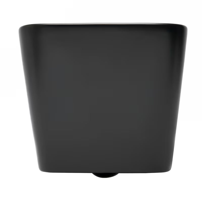 Černo-matné závěsné WC SAT Infinitio v hranatém designu se sedátkem SoftClose a skrytým uchycením.