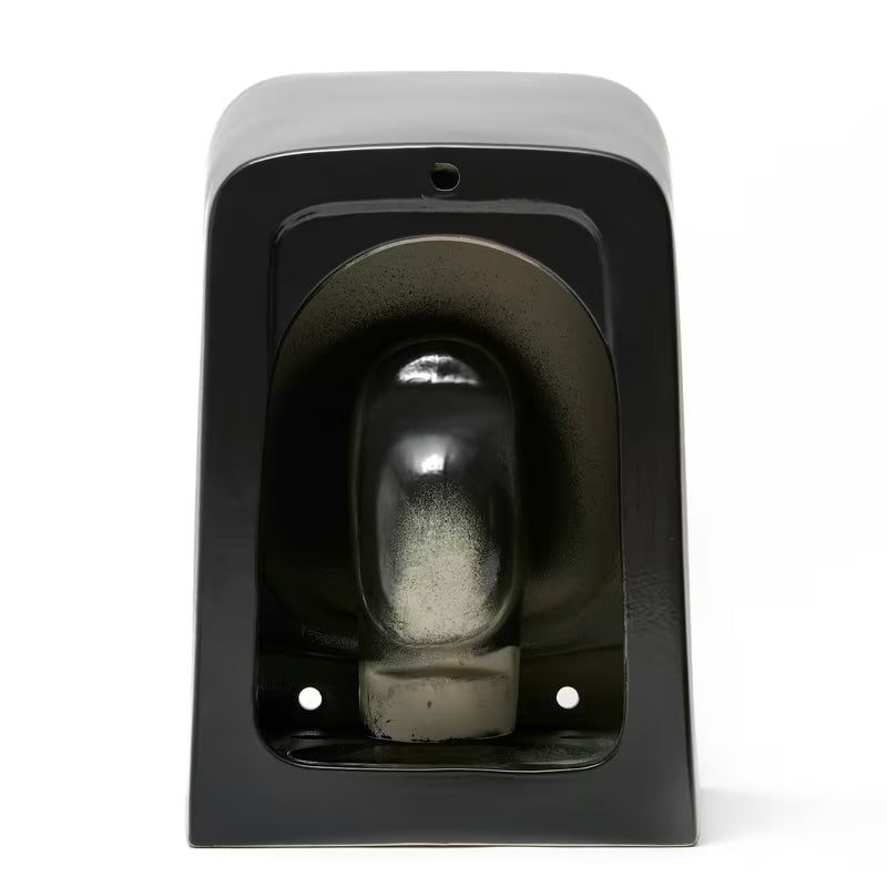 Černo-matné závěsné WC SAT Infinitio v hranatém designu se sedátkem SoftClose a skrytým uchycením.