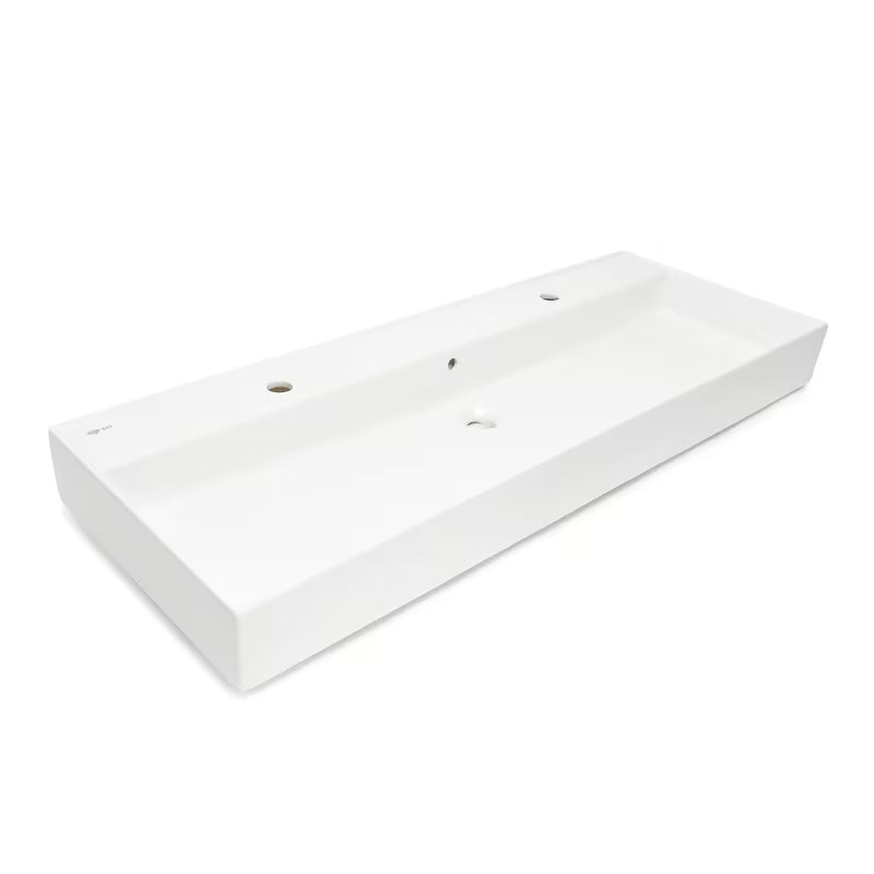 Bílé keramické umyvadlo SAT Infinitio 121,4x46,9 cm s přepadem
