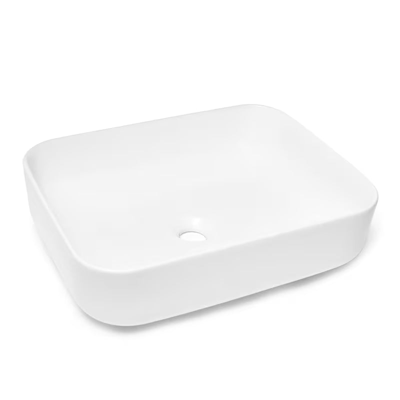 Bílé keramické oválné umyvadlo na desku SAT Infinitio bez přepadu 50 x 39 cm