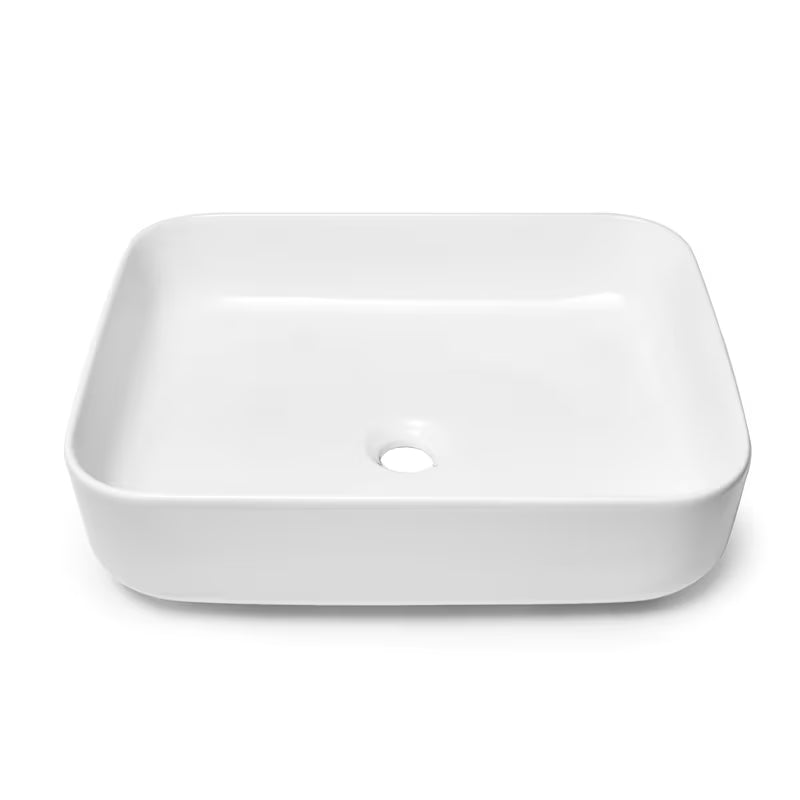 Bílé keramické oválné umyvadlo na desku SAT Infinitio bez přepadu 50 x 39 cm