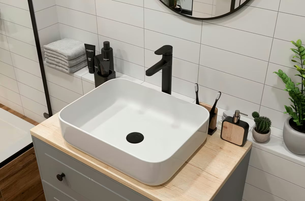Matné bílé tenkostěnné umyvadlo na desku SAT Infinitio 50x39 cm bez přepadu