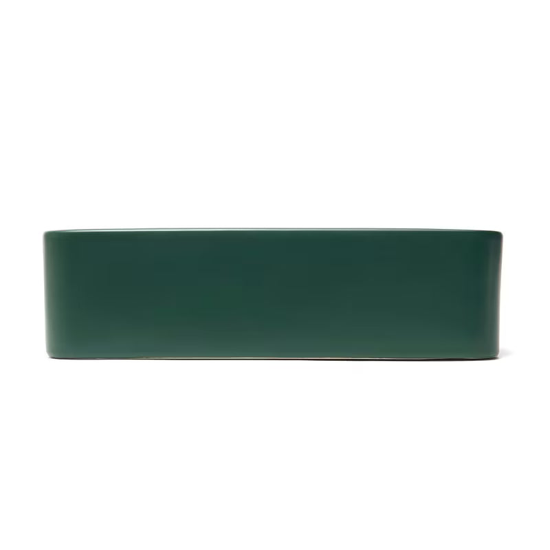 SAT Infinitio keramické umyvadlo na desku 50x40 cm v tmavě zelené matné barvě bez přepadu.