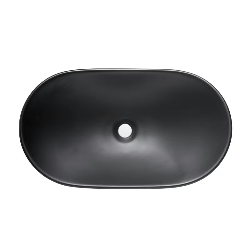 Mat crni keramički umivaonik na ploču SAT Infinitio bez preljeva 61,5x36 cm