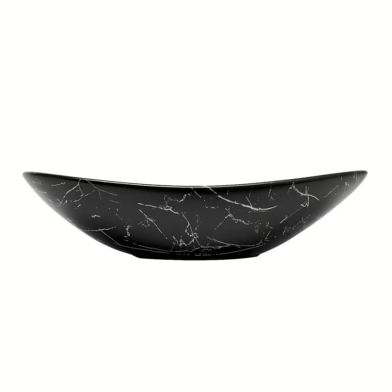Umyvadlo na desku SAT Infinitio bez přepadu v černém matném mramorovém dekoru 61,5x36 cm