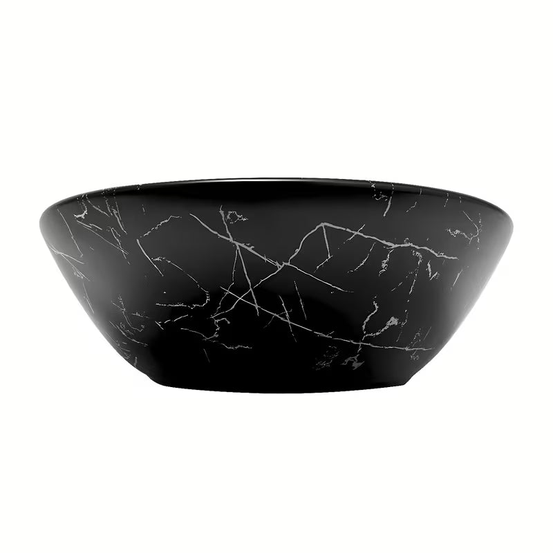 Umyvadlo na desku SAT Infinitio bez přepadu v černém matném mramorovém dekoru 61,5x36 cm