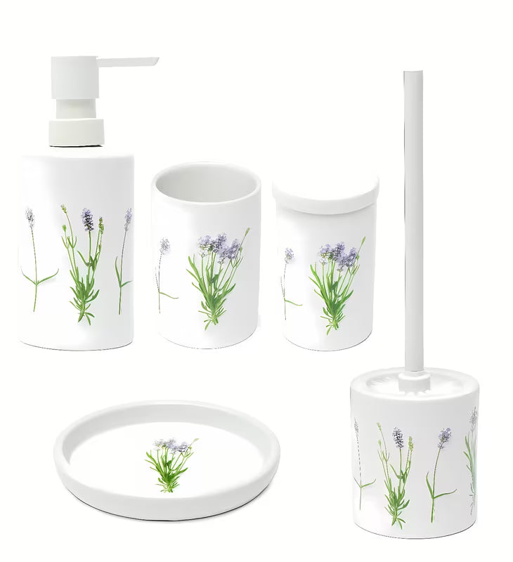 Sada koupelnových doplňků SAT Lavender pro jednotný styl a přehledné uspořádání koupelny.