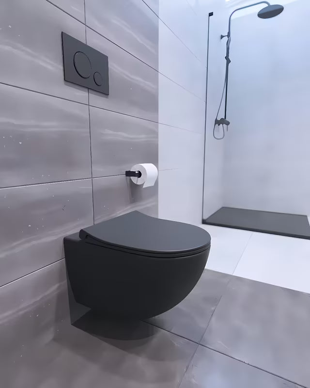 Černý nástěnný držák toaletního papíru SAT Mood s jednoduchým elegantním designem