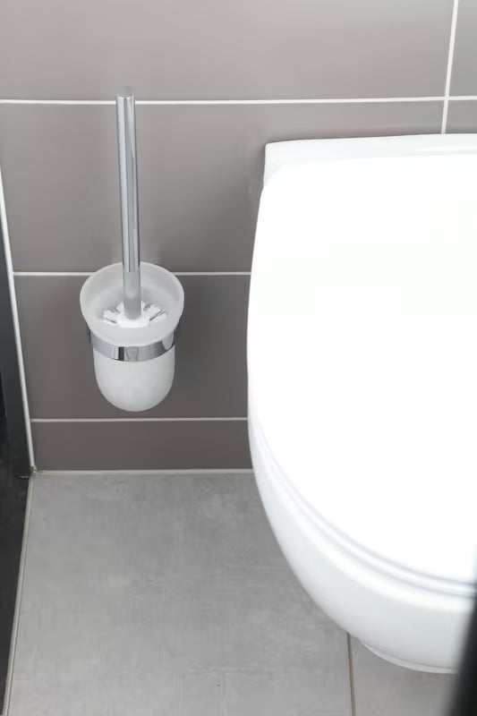 Nástěnná WC štětka SAT Project v chromu s mléčným sklem