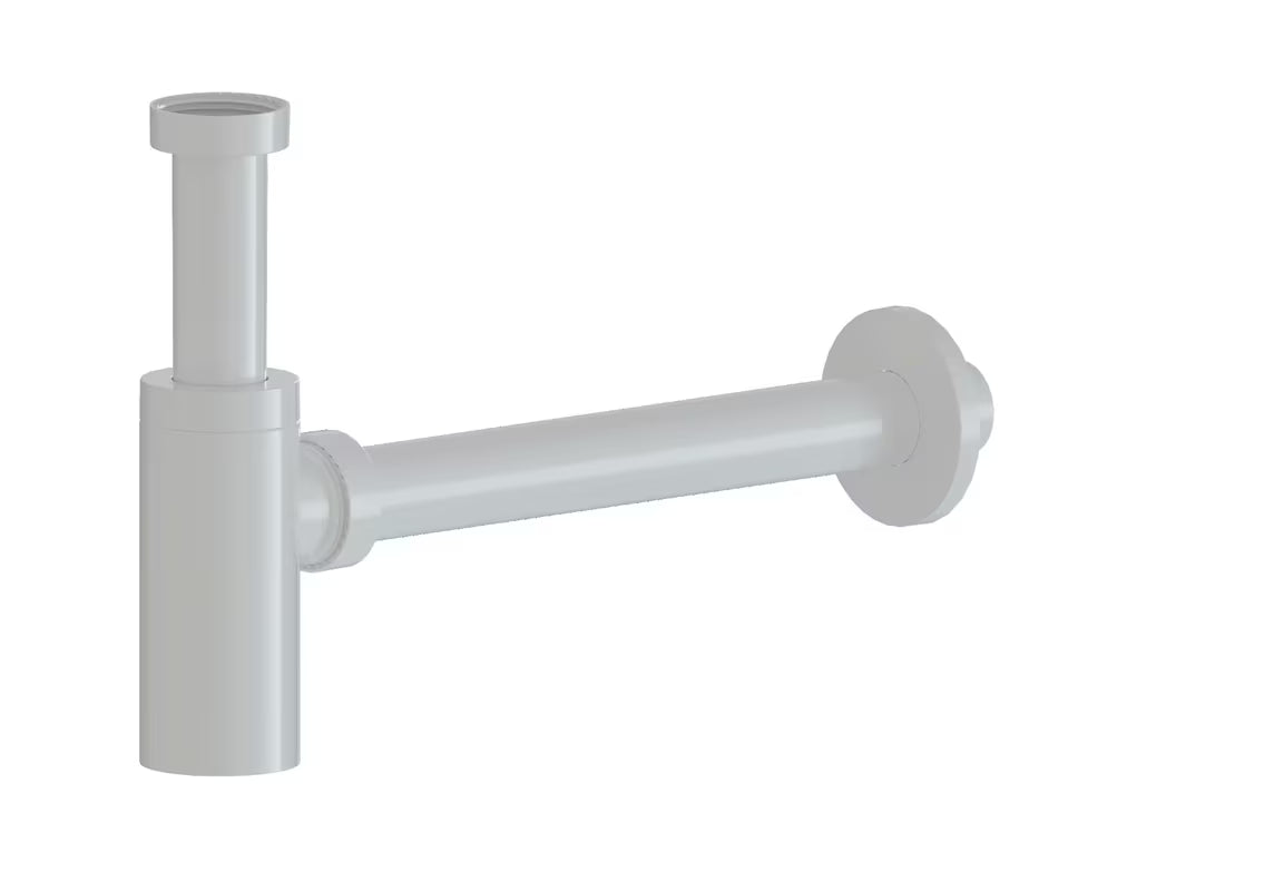 Bílý lesklý umyvadlový sifon SAT Project s připojením 5/4 a odtokovou trubkou 32 mm.