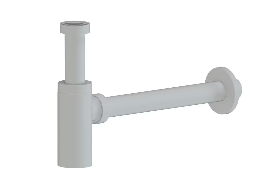 Designový umyvadlový sifon SAT Project v bílé matné barvě, připojení 5/4" a odpad 32 mm.
