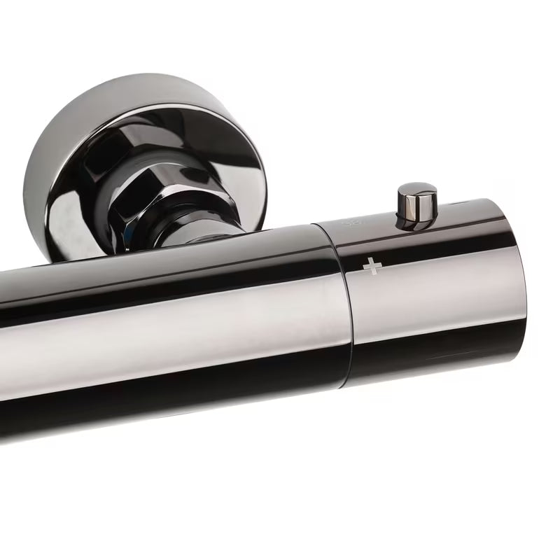 Sprchový systém SAT Dark s termostatickou baterií v provedení PVD Gun Metal s hlavovou a ruční sprchou.