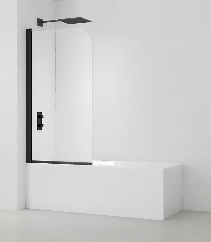 Vanová zástěna SAT 150x80 cm s čirým sklem a černým matným profilem